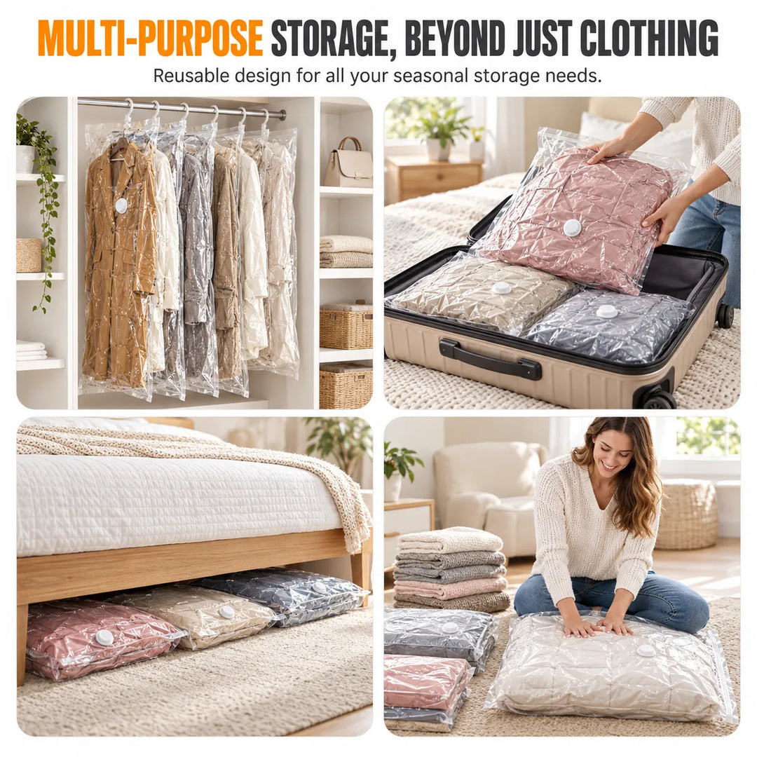 Hanging Vacuum Storage Bags: Heavy-Duty Space-Saver System for Coats &amp; Jackets