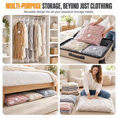 Hanging Vacuum Storage Bags: Heavy-Duty Space-Saver System for Coats &amp; Jackets