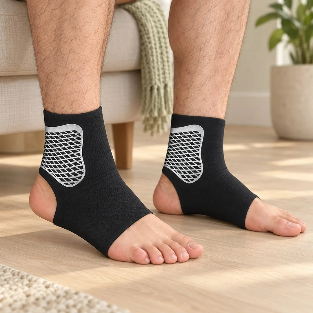 Open-Heel Ankle Support Wrap – Adjustable Compression for Sports