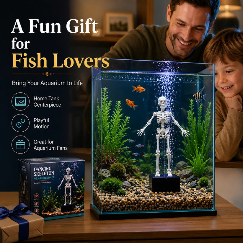 Skeleton Fish Tank Ornament with Bubbler – Playful Underwater Accent