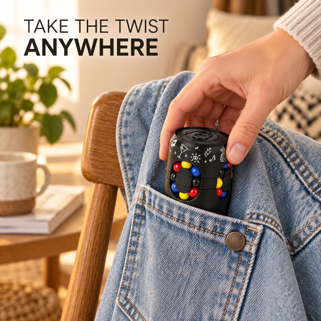 Can Shaped Fidget Cube — Soda Can Puzzle Stress Relief Toy for Kids and Adults