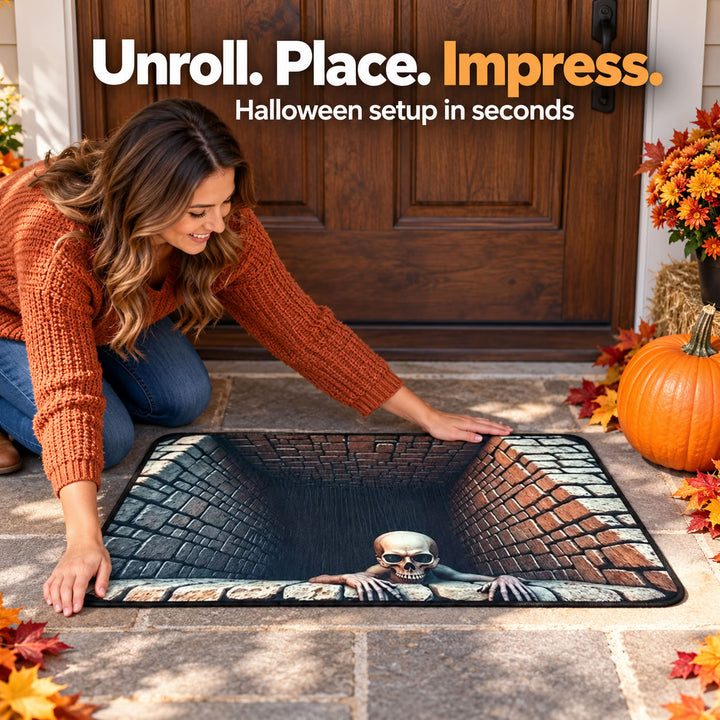 3D Illusion Halloween Doormat, Spooky Optical Entryway Mat