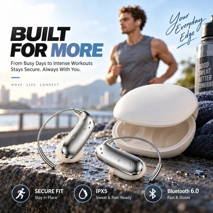 Memory-Steel Wire Sports Earbuds – 4.2g Ultra-Light, IPX5, BT 6.0