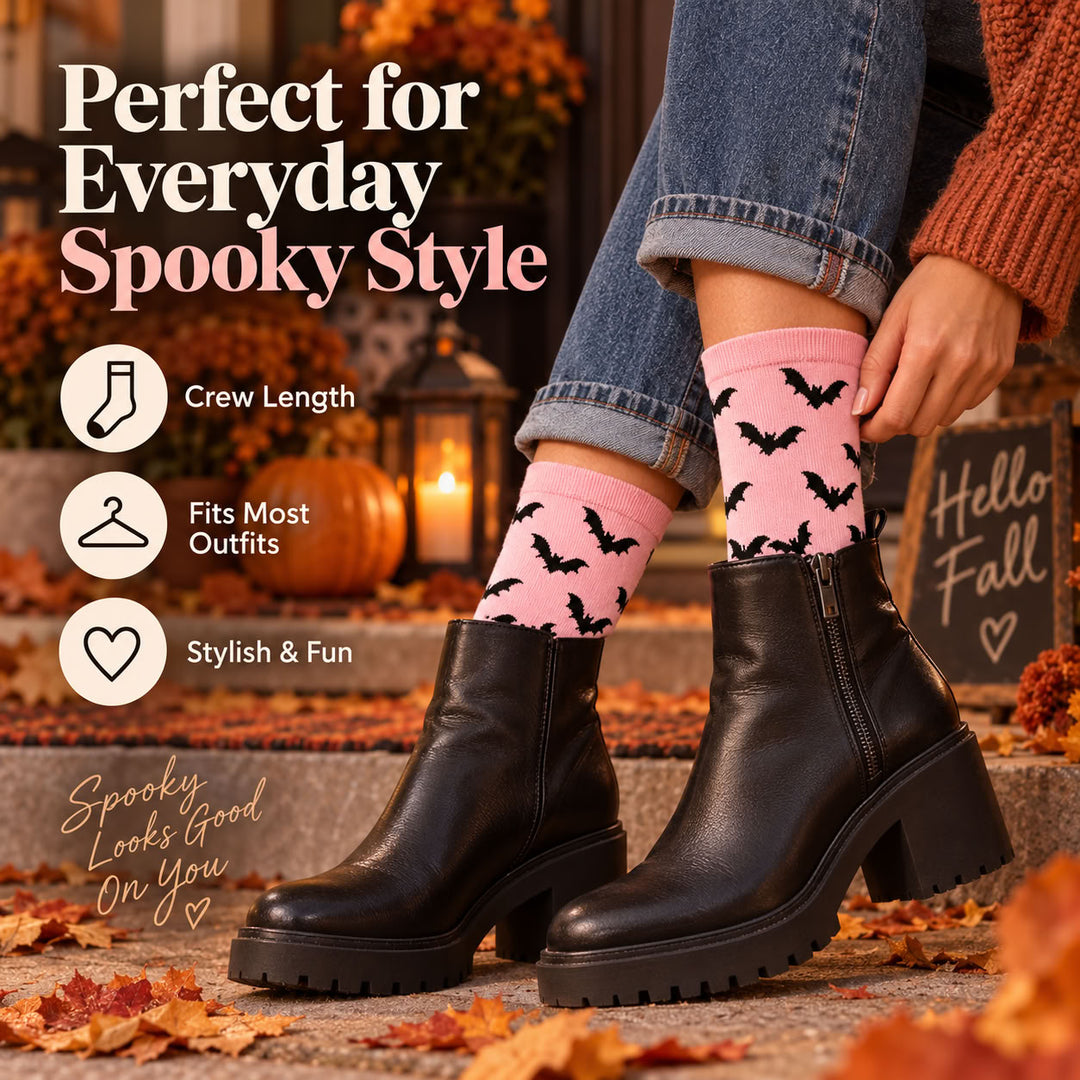 👻6-Pack Halloween Crew Socks — Cute Pumpkin Ghost Skeleton Novelty Socks🎃