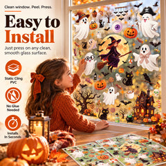 Halloween Window Clings — Reusable Static Stickers for Glass Doors and Windows