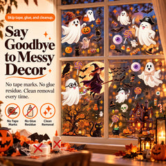 Halloween Window Clings — Reusable Static Stickers for Glass Doors and Windows