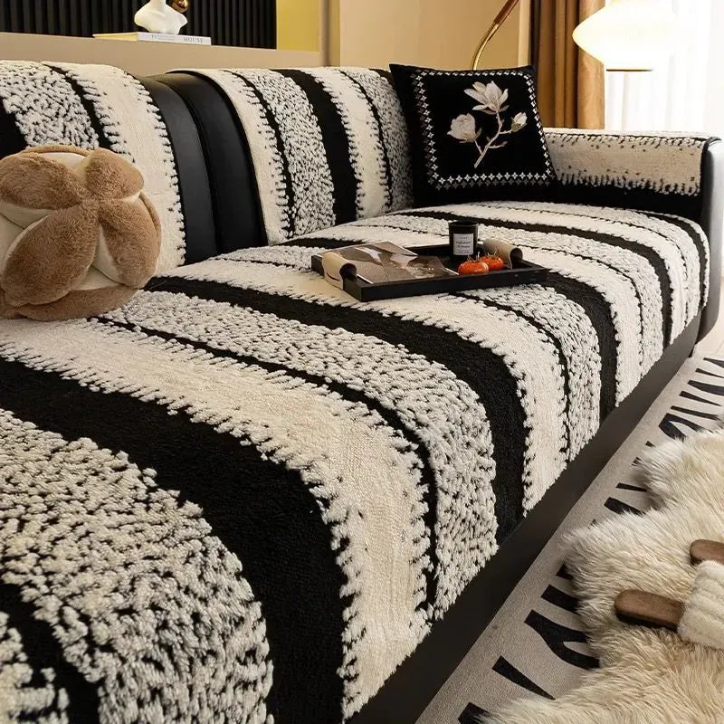Plush Sofa Cover Protector – Soft, Anti-Slip, Machine-Washable