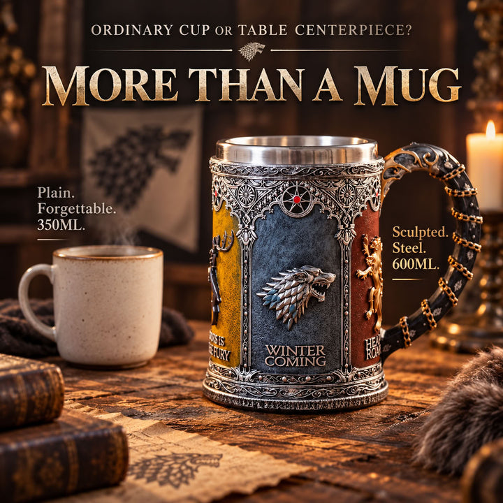 Game of Thrones Inspired Beer Mug – 3D Lion Handle Steel Tankard