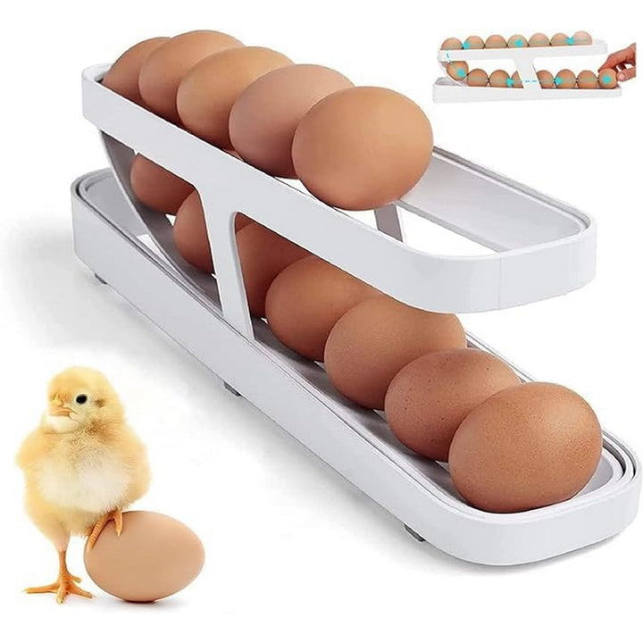 Automatic Egg Dispenser for Fridge – Space-Saving Rolling Egg Rack for Easy Access