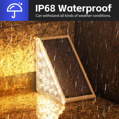 Solar Step Lights Outdoor - 4 Pack Warm White, IP67 Waterproof