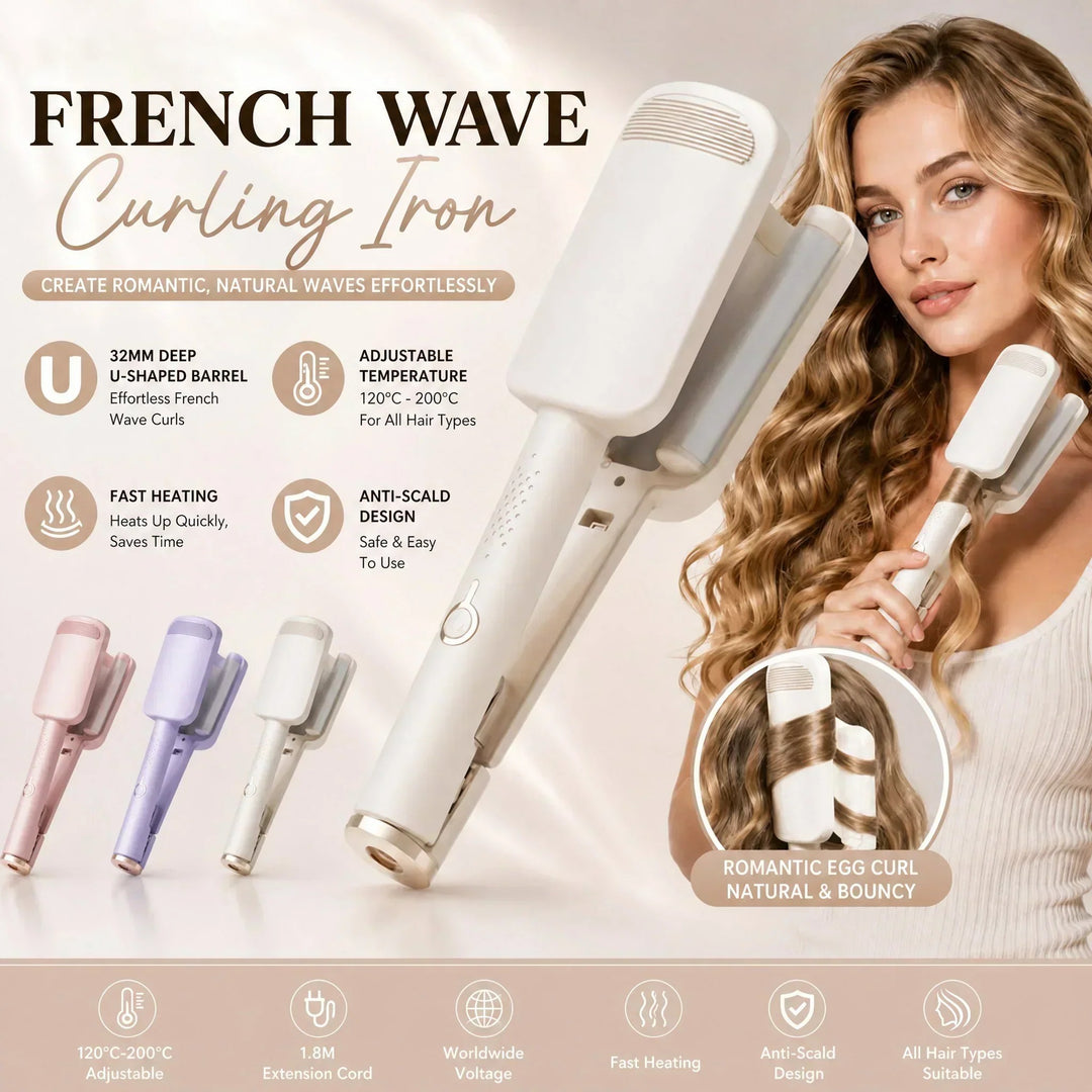 French Wave Hair Iron — Triple Barrel Waver for Soft Waves in Minutes