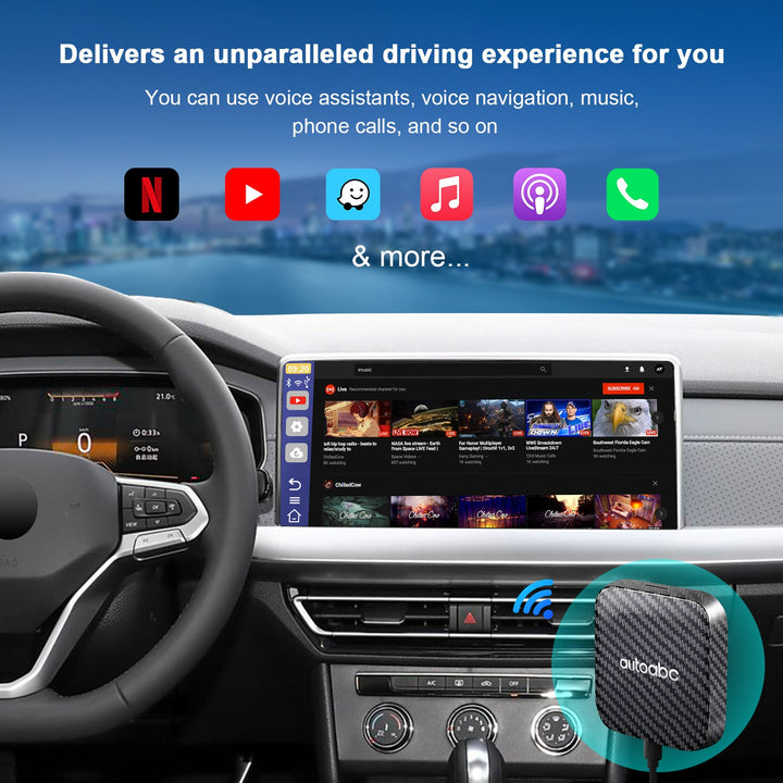 2GB+16GB-AUTOABC Wireless CarPlay Adapter – Upgrade Wired to Wireless