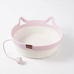 Handwoven Wicker Cat Basket – 2 Sizes, Toy &amp; Scratch‑Safe