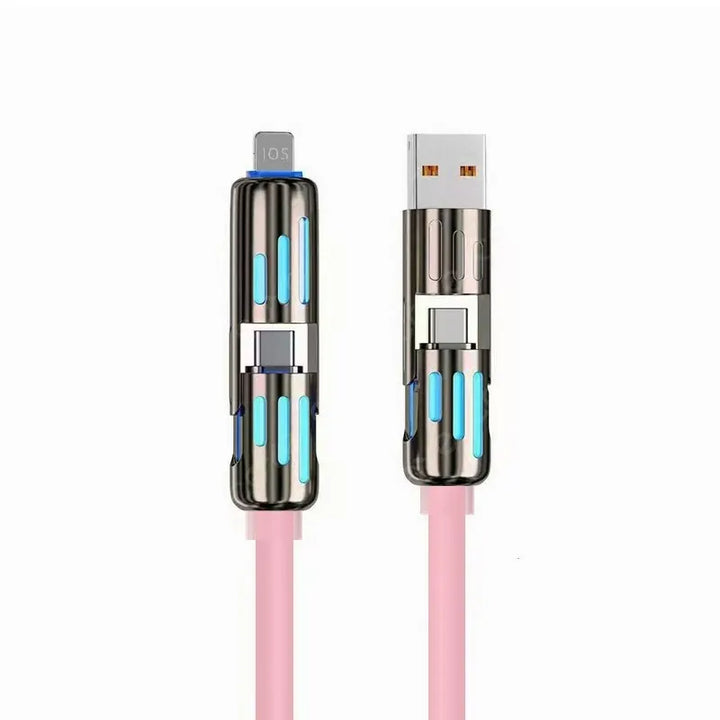 4-in-1 Charging Cable – 3 Lengths, 7 Colors, Tangle-Free