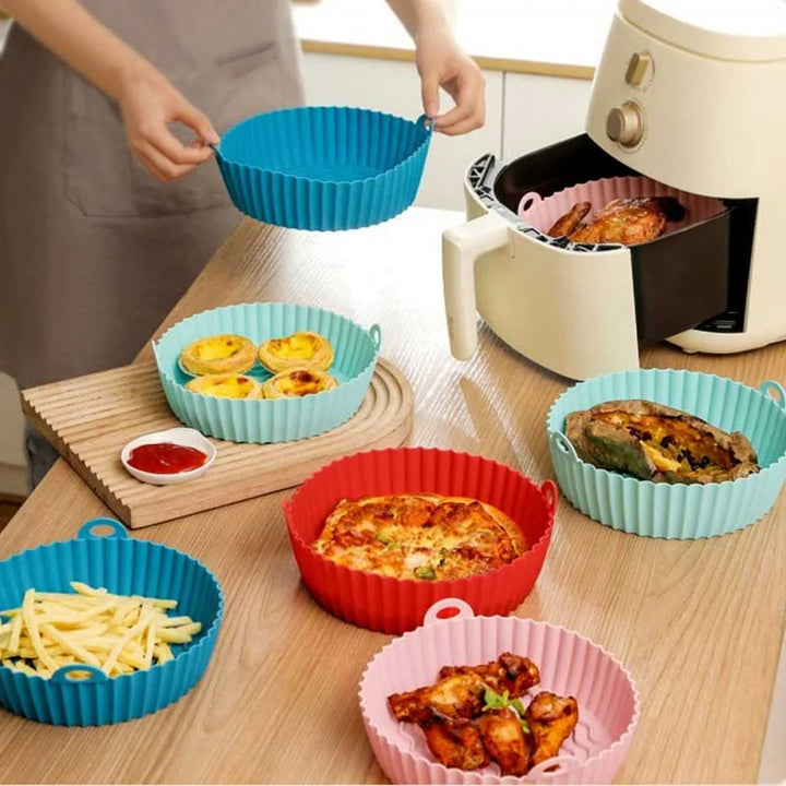 （2-Pack）Reusable Silicone Air Fryer Liners (2-Pack) - Nonstick Tray