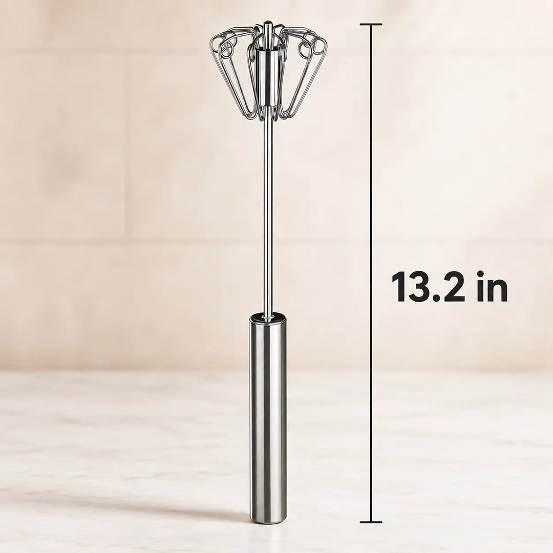Stainless Steel Press-Spin Whisk — Whip Eggs Without the Effort