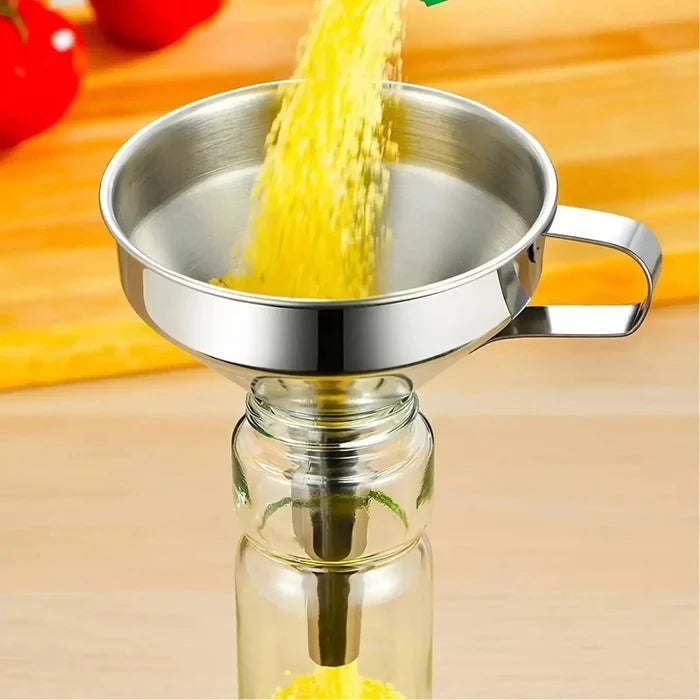 304 Stainless Steel Funnel with Removable Fine-Mesh Strainer