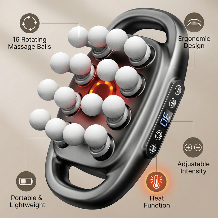 16-Head Electric Massager - Deep Kneading for Back, Neck &amp; Leg Pain