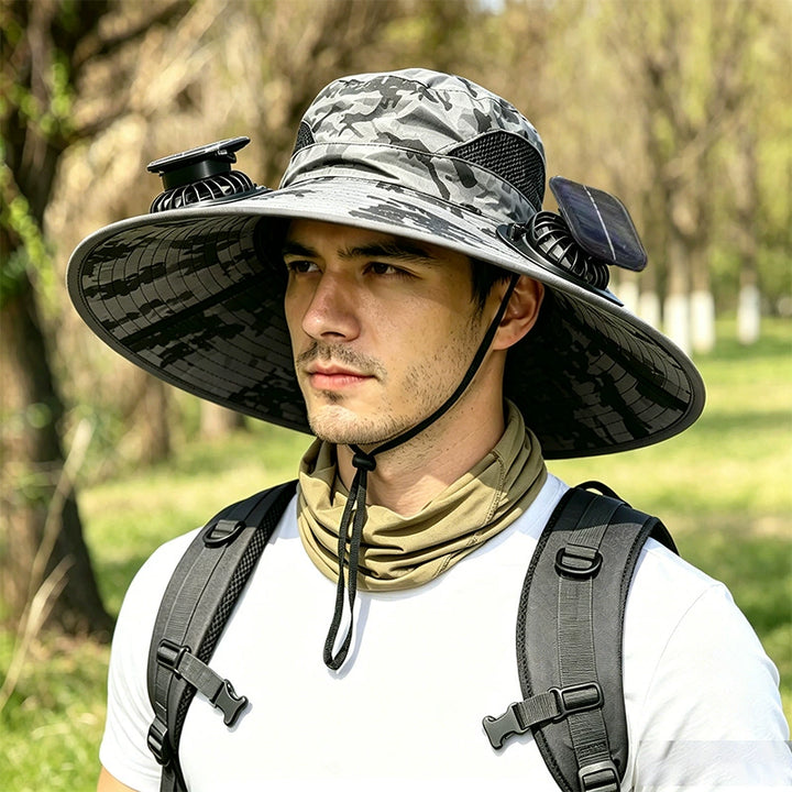 Solar Fan Wide-Brim Outdoor Hat