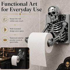 Wall-Mounted Skeleton Toilet Paper Holder - Resin Gothic Bath Decor