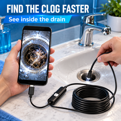 Plug-and-Play Endoscope Camera with Light – HD Inspection for Pipes &amp; Walls