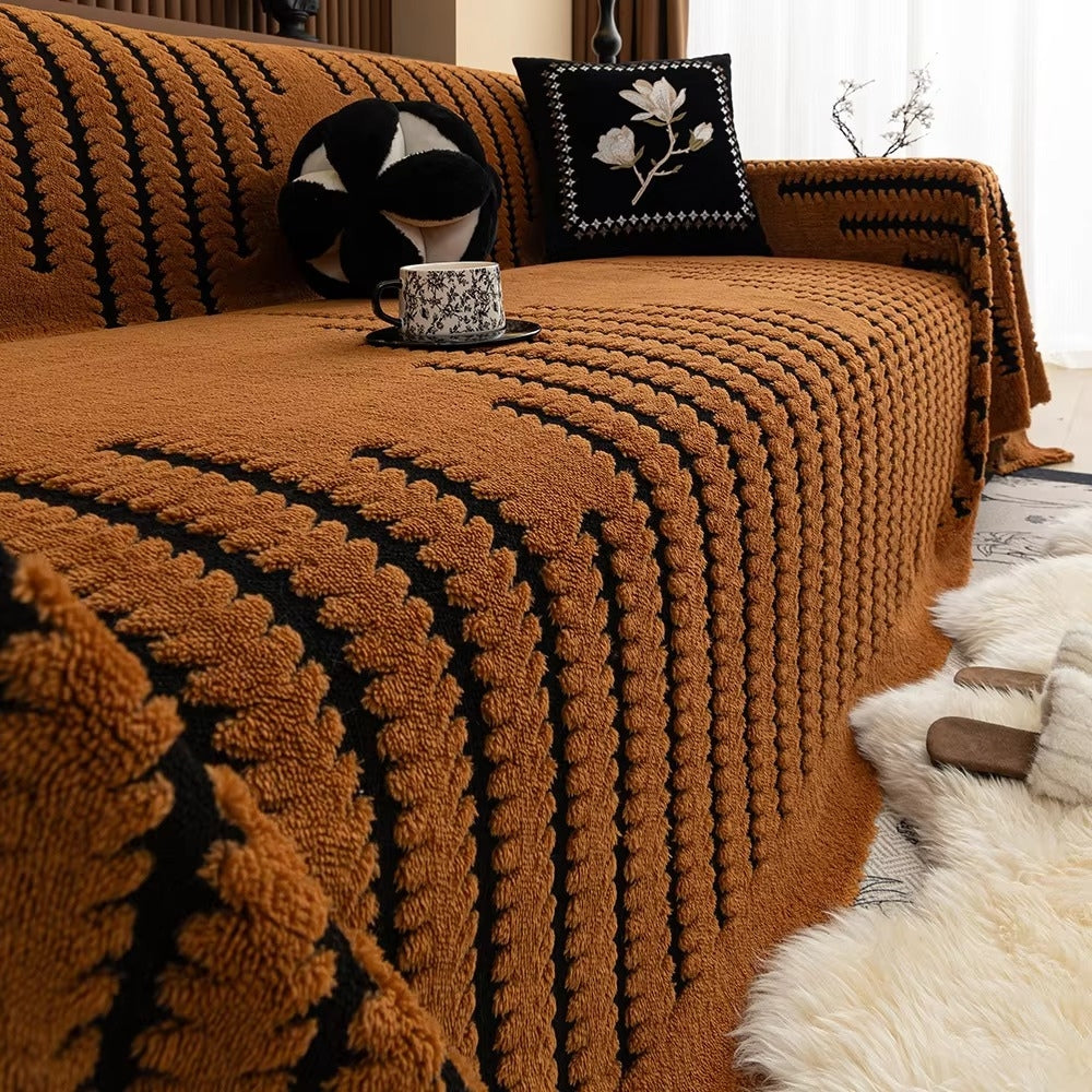 Heritage Plush Tufted Sofa Cover - Amber Waves