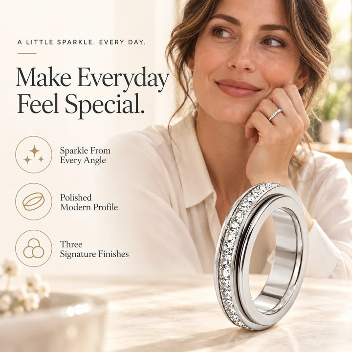 Rotatable Fidget Spinner Ring, Titanium Steel Calming Comfort Band