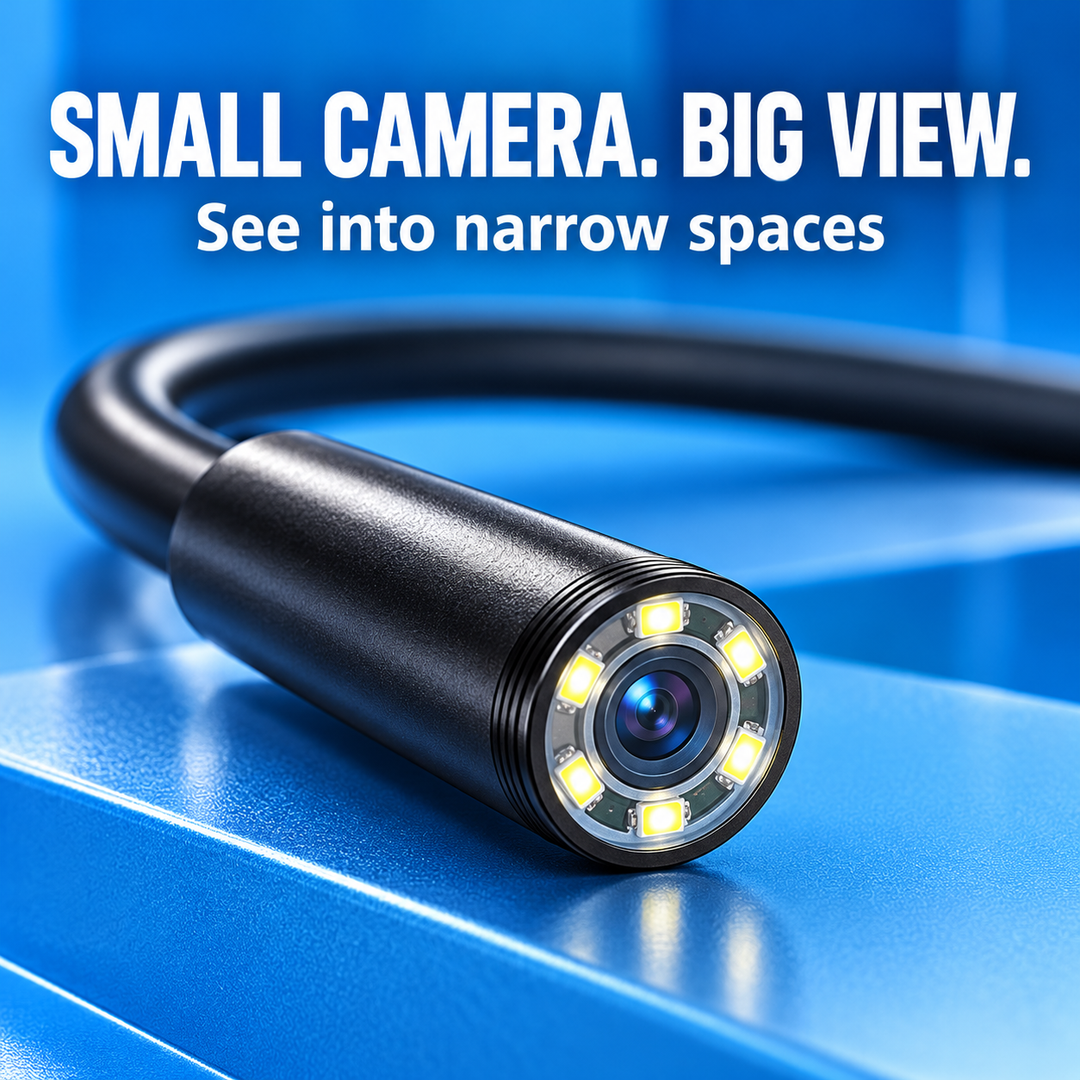 Plug-and-Play Endoscope Camera with Light – HD Inspection for Pipes &amp; Walls