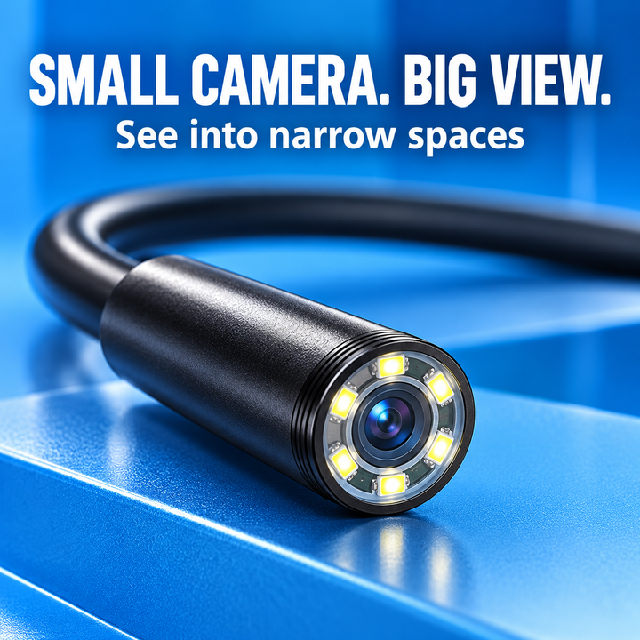 Plug-and-Play Endoscope Camera with Light – HD Inspection for Pipes &amp; Walls