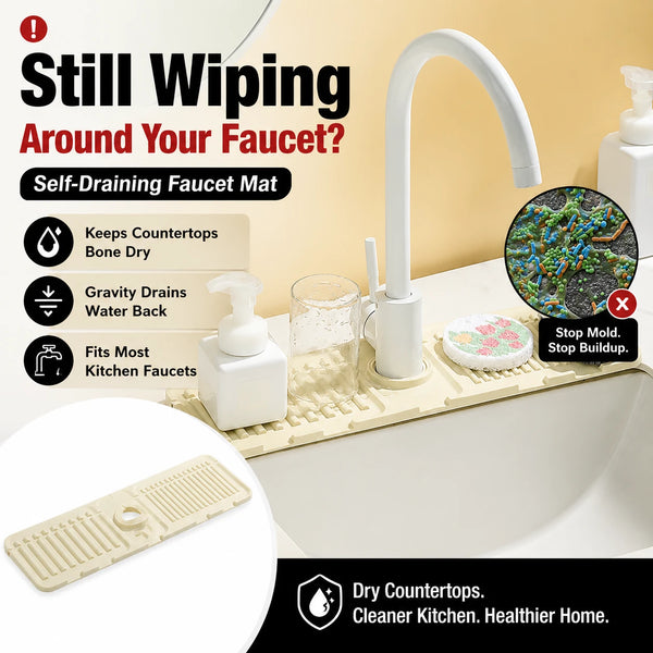 Sloped Sink Splash Guard Mat | Kitchen & Bathroom Faucet Draining Mat