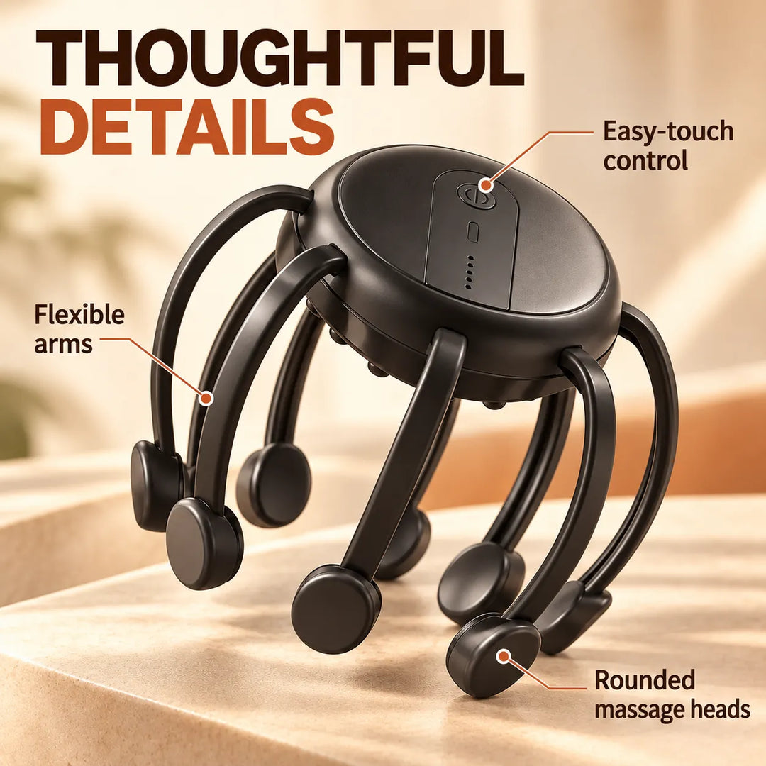 8-Tip Octopus Head Massager – Deep Scalp Relief Anywhere