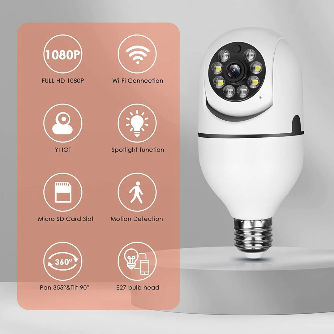 Wireless Bulb Security Camera – No Subscription, 1080p HD &amp; Two-Way Talk