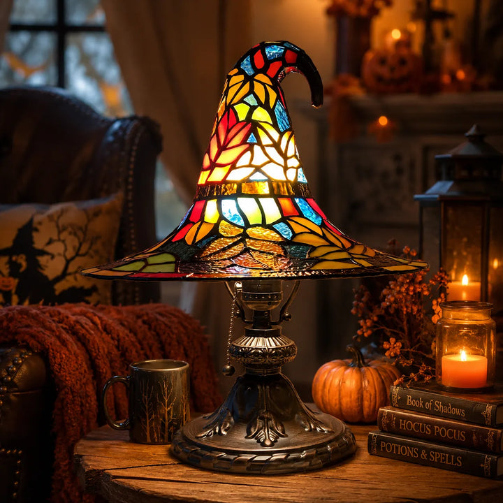 Vintage Witch Hat Stained-Glass Glow Ambient Night Light