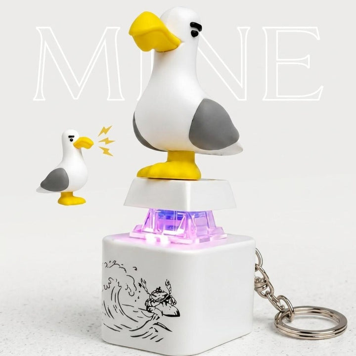 2-Piece Funny Seagull "MINE!" Keycap Keychain – Cute Mechanical Keyboard Fidget Toy, Value Set
