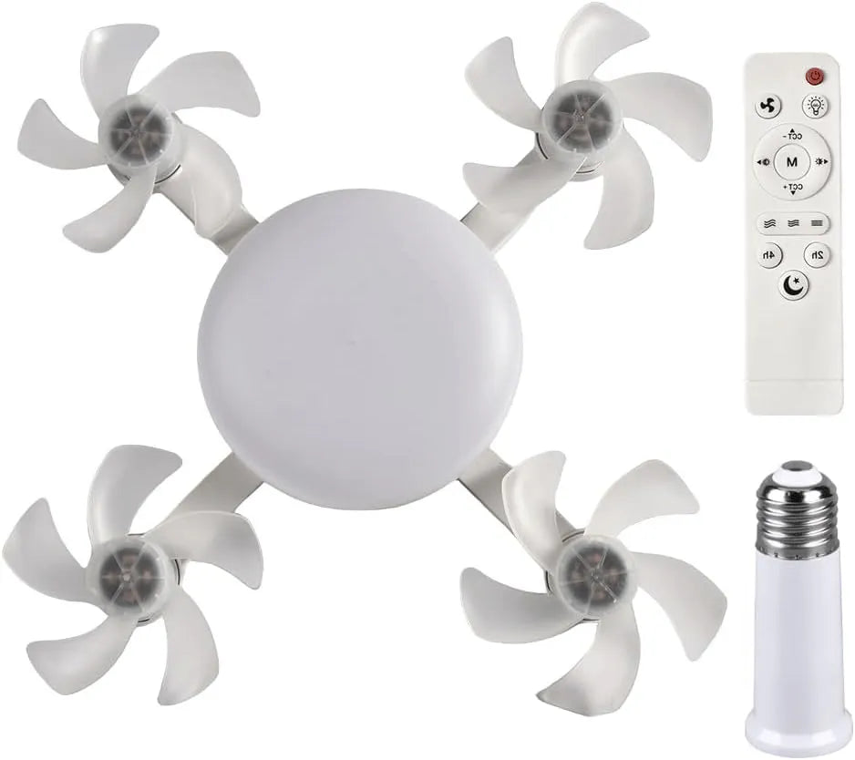 Screw-In Socket Ceiling Fan with Remote &amp; Dimmable LED Light