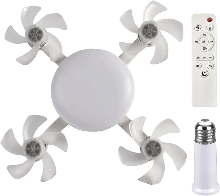 Screw-In Socket Ceiling Fan with Remote &amp; Dimmable LED Light