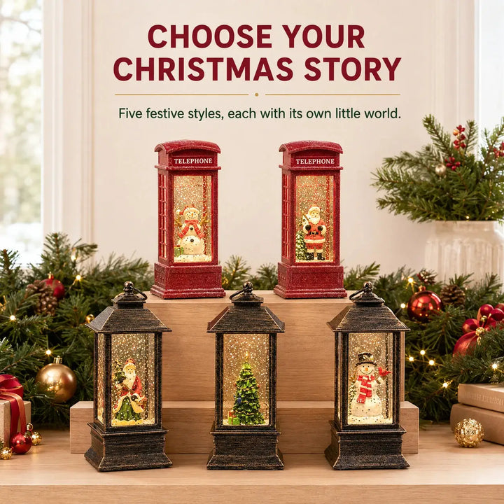 Christmas Light-Up Musical Lantern with Swirling Glitter