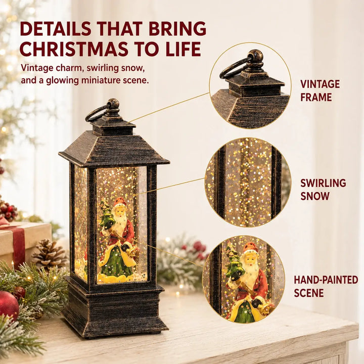 Christmas Light-Up Musical Lantern with Swirling Glitter