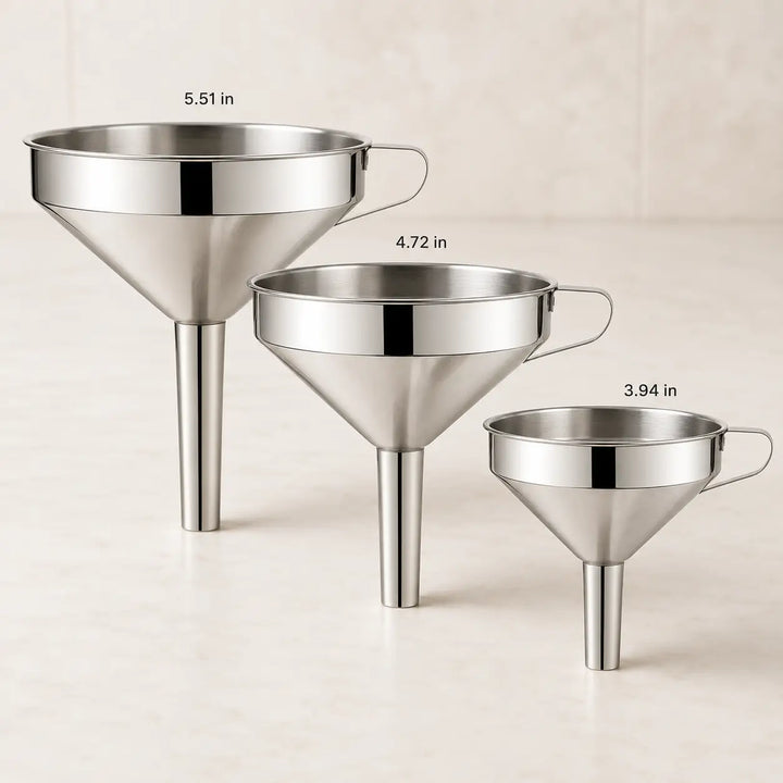304 Stainless Steel Funnel with Removable Fine-Mesh Strainer
