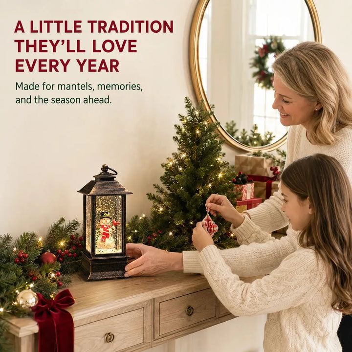 Christmas Light-Up Musical Lantern with Swirling Glitter