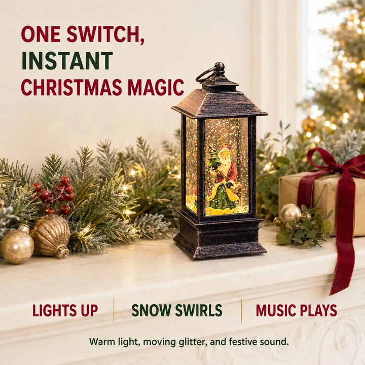 Christmas Light-Up Musical Lantern with Swirling Glitter