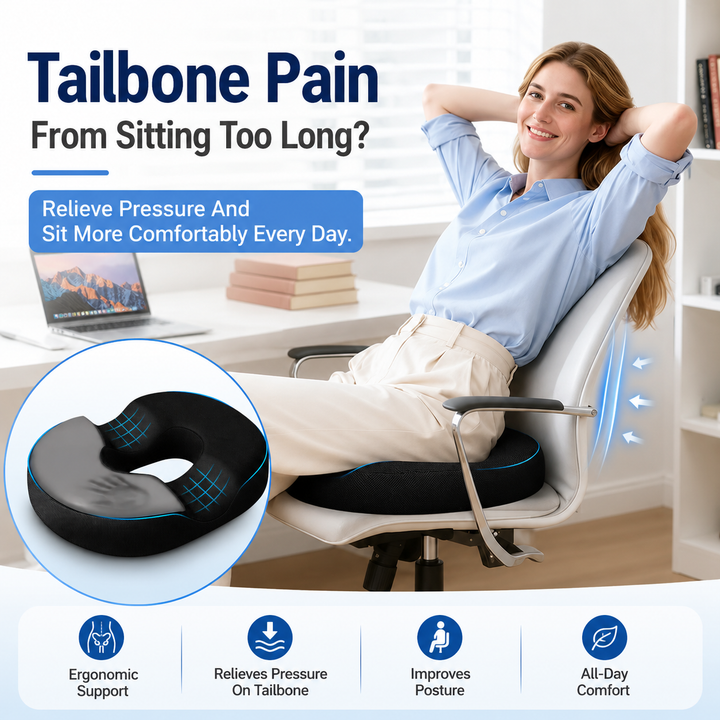 Velloraco Orthopedic Donut Pillow for Tailbone &amp; Hemorrhoid Relief