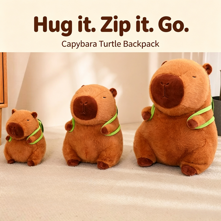 Soft Capybara with practical turtle backpack