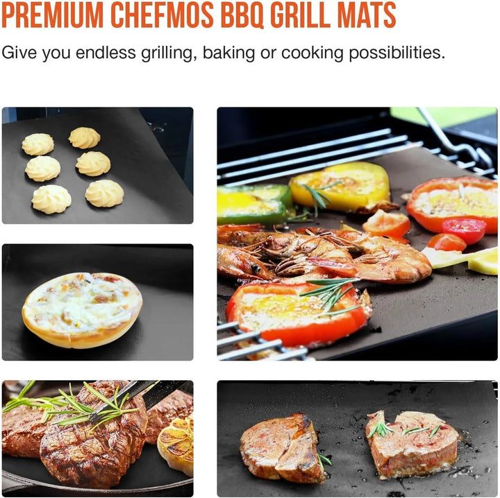 4-Pack 500°F Continuous Heat Grill Mats | No More Melted BBQs