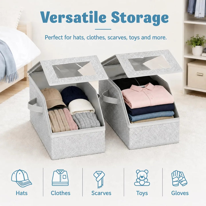 Premium Dustproof Hat Storage Box with Clear View Window
