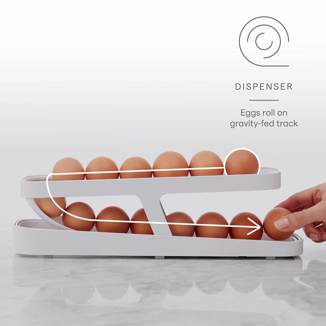 Automatic Egg Dispenser for Fridge – Space-Saving Rolling Egg Rack for Easy Access