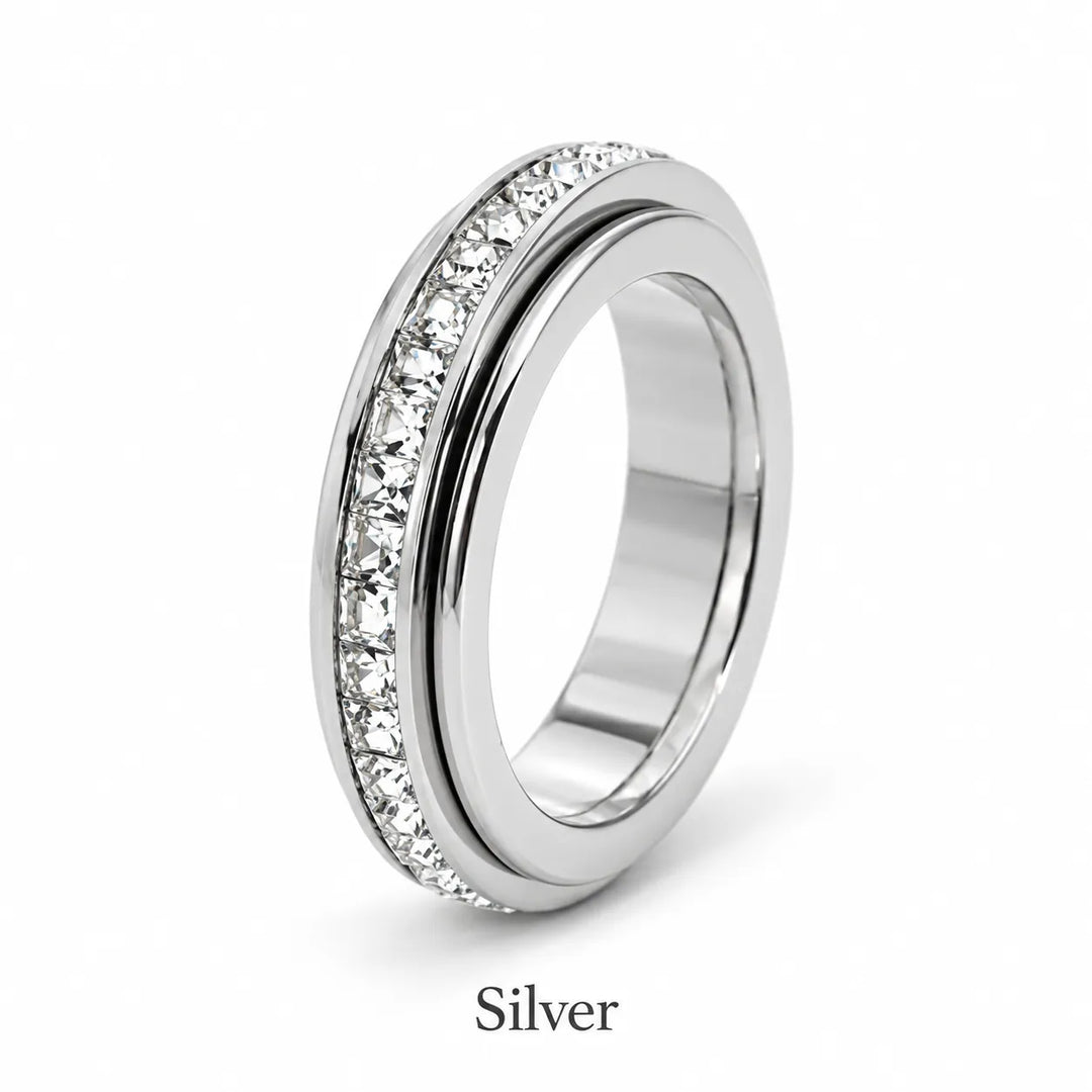 Rotatable Fidget Spinner Ring, Titanium Steel Calming Comfort Band