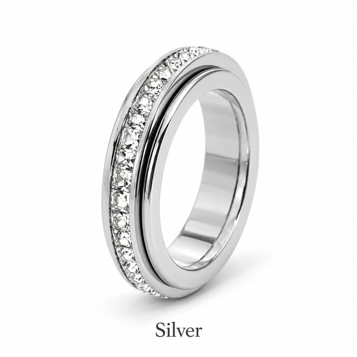 Rotatable Fidget Spinner Ring, Titanium Steel Calming Comfort Band