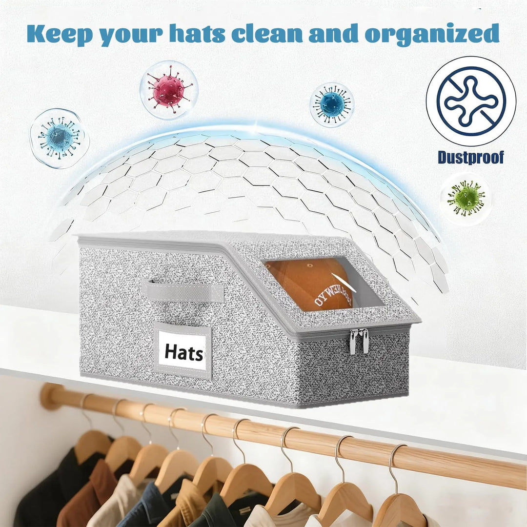 Premium Dustproof Hat Storage Box with Clear View Window