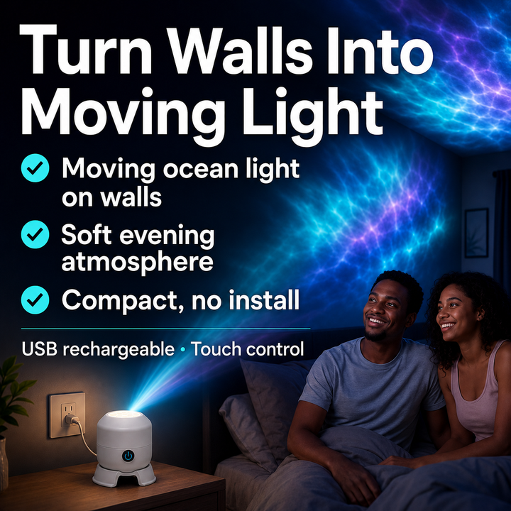 Ocean Wave Projector Night Light – Moving Wall &amp; Ceiling Lamp